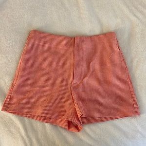 Zara orange gingham shorts